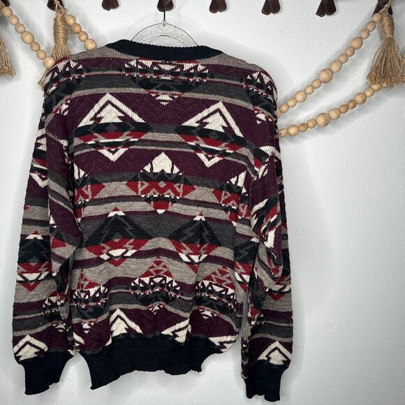 Vintage Neiman Marcus Virgin Wool Pattern Oversized Sweater - Picture 3 of 5